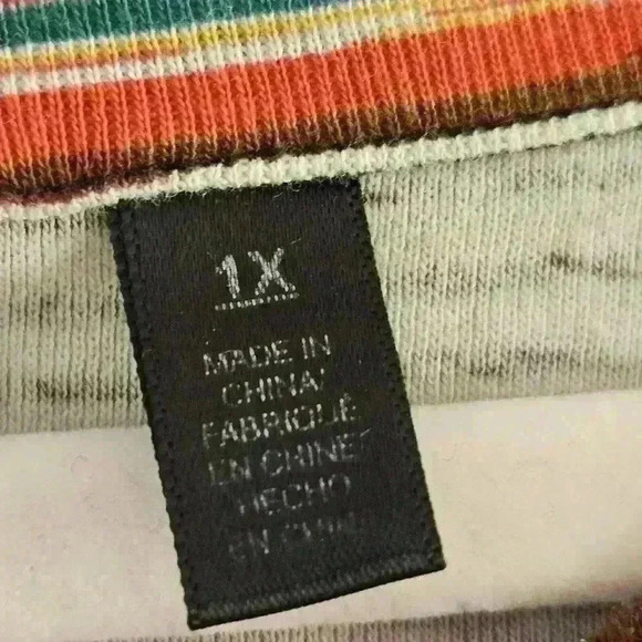 Rafaella Multi Stripe 100% Cotton Tunic With Gold Button Detail Size 1X - Picture 6 of 9